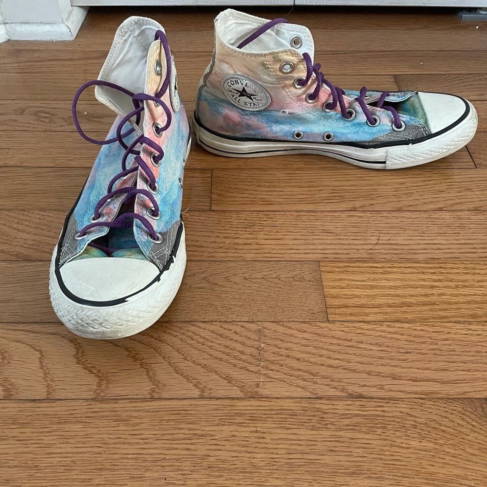 Rainbow Converse With Purple Laces